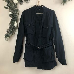 Free People Black Belted Front Jacket Size Large